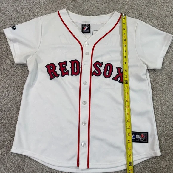 Majestic Baseball Jersey Womens L White Red Sox Dustin Pedroia 15 MLB Fan Gear - Picture 5 of 9